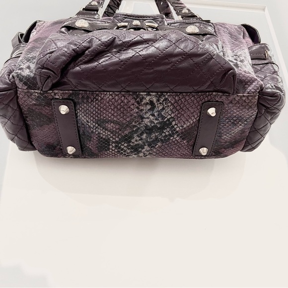 SHARIF 1827 Purple Leather Snake Print Shoulder Bag With Dust Bag NWOT - Picture 3 of 12
